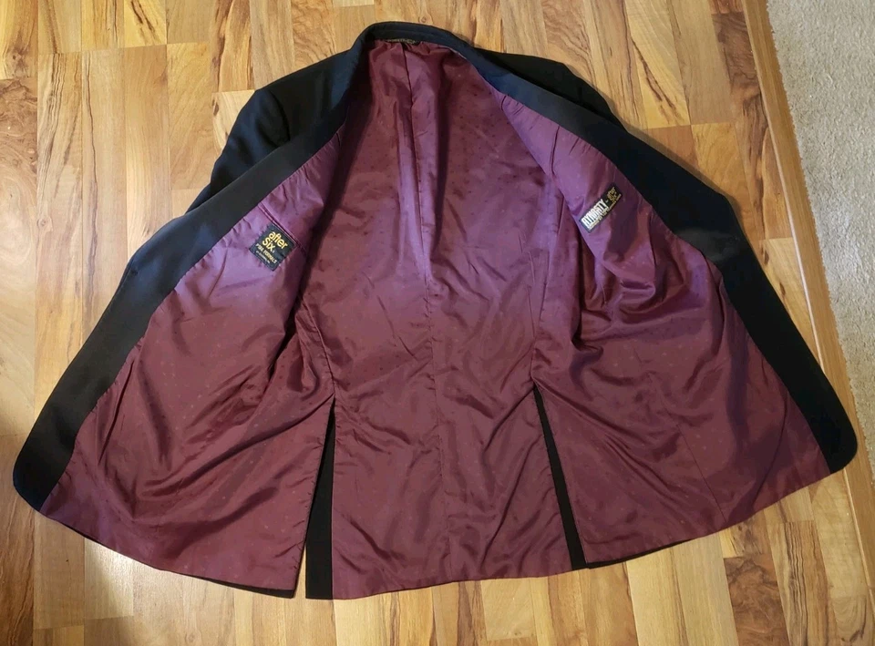 复古 After Six 黑色正式燕尾服燕尾服外套夹克尾巴男式 46L 码 — 第 2/4 张图片