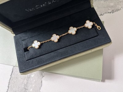 Authentic Van Cleef & Arpels Mother Of Pearl MoP Vintage Alhambra Bracelet
