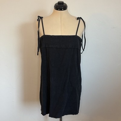 Princess Polly Black Vale Tie Dress, Raw Hem Distressed Acid Wash Mini Dress, 10