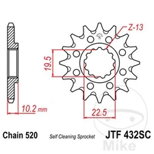 37835 Pinion Gear, Fine Gear 13T P-520 Ø19.5/22MM Compatible with Suzuki