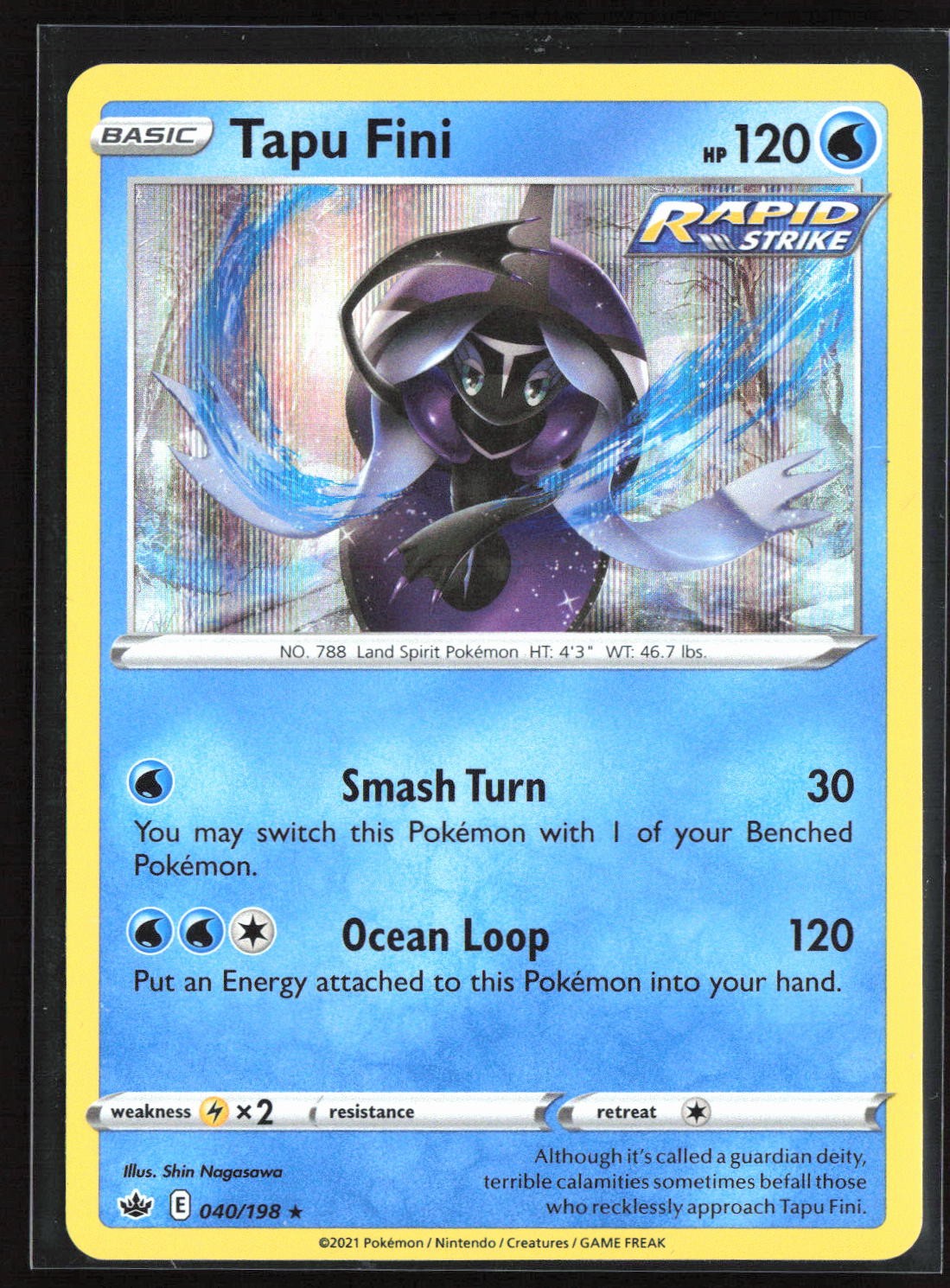 Pokemon TCG - Tapu Fini Holo Holo Rare SWSH06: Chilling Reign 040/198 NM