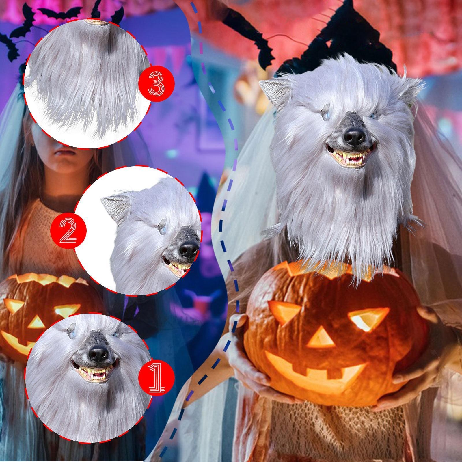 Máscara Cabeza de Lobo Divertido Lobo Salvaje Accesorios de Disfraz para Juegos de Rol Carnaval