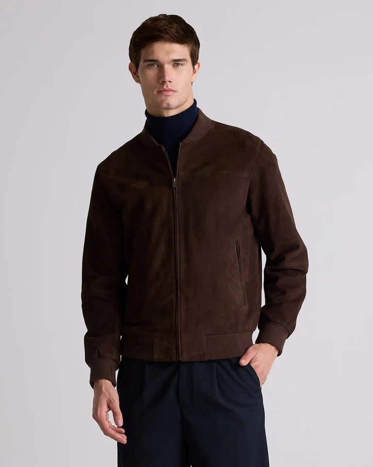 Quince Mens 100% Suede Bomber Jacket Dark Brown XXL Xl New! - Image 3 of 4