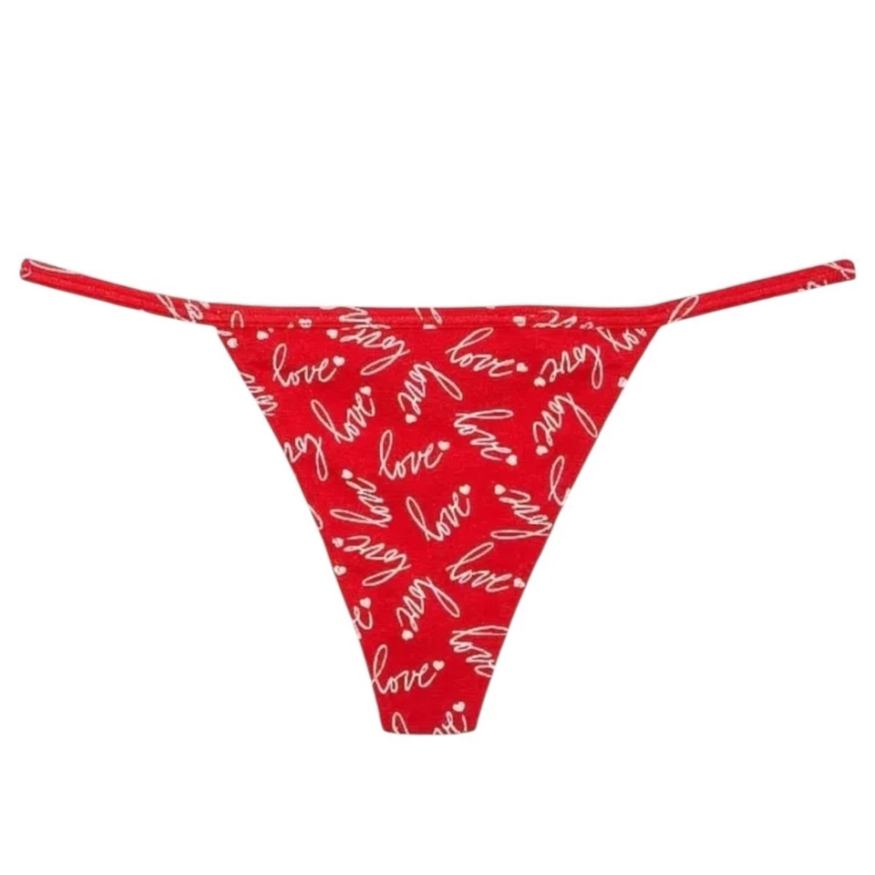 Victoria's Secret Mujer Lápiz Labial Rojo Love Acanalado Tanga en V Panty Talla XXL Foto 3 de 4