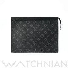 Louis Vuitton Monogram Eclipse Black Pochette Voyage Black Canvas Clutch Bag
