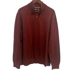 Eddie Bauer Men  s XL Merino Wool Blend Quarter Zip Sweater Burgundy 1/4 Zip