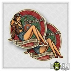 Vespa Pinup Vintage Sticker Decal Set of 2 Old School Classic Italy Scooter