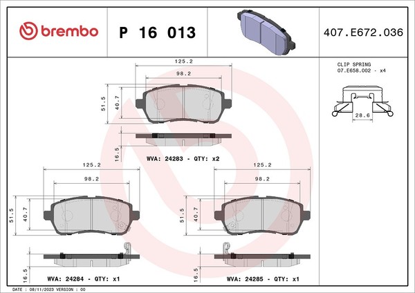 Brembo Bremsbelagsatz, Scheibenbremse Vorderachse U.A. FüR Daihatsu, Mazda-image