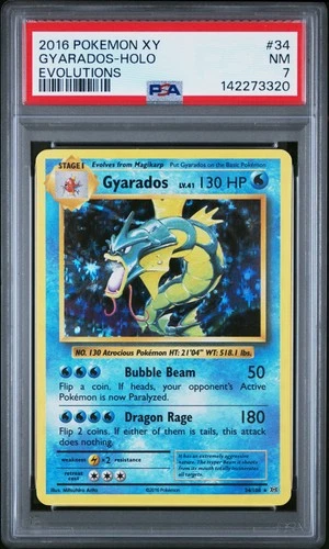 2016 POKEMON XY EVOLUTIONS #34 GYARADOS-HOLO PSA 7