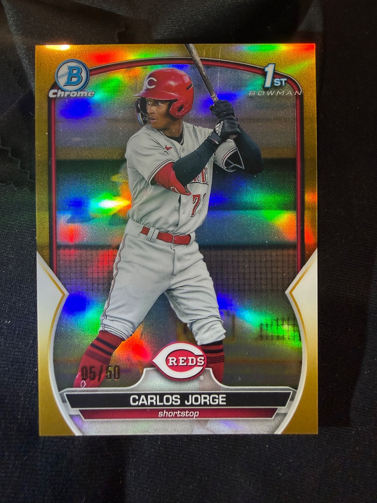 2023 Bowman Chrome Carlos Jorge 1st Prospect RC Rookie True GOLD Refractor 5/50