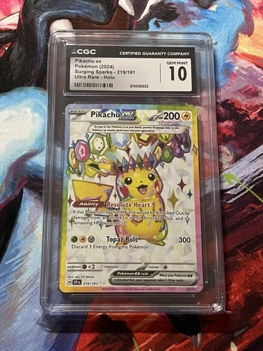 Pikachu ex Pokémon (2024) Surging Sparks - 219/191 Ultra Rare - Holo Cgc 10