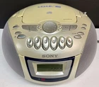 Sony CFD-E75 Boombox Silver CD Radio Cassette-Corder AM FM Stereo AC Power Cord