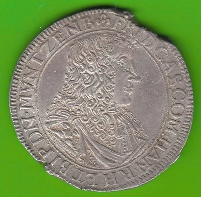 Münze Gulden Hanau-Münzenberg 60 Kreuzer 1675 in vz Schrötlingsfehler nswleipzig - Bild 1 von 3