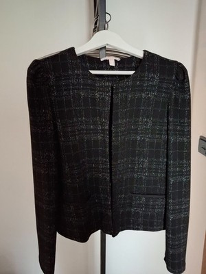 ESPRIT Damen Kurzjacke Gr. M schwarz-weiß meliert - chic, kaum getragen 