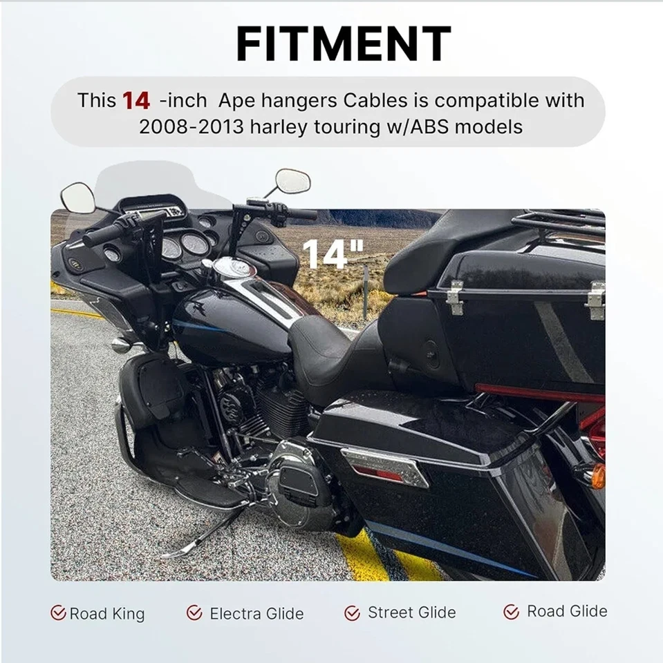 Kit de cables de suspensión Touring Ape de 14" cable de embrague extendido y línea de freno y Can-Bus  - Imagen 2 de 4