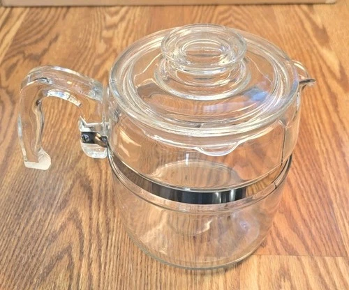 Vintage Pyrex Glass Flameware 6 Cup Coffee Percolator Pot 7756-B With Lid