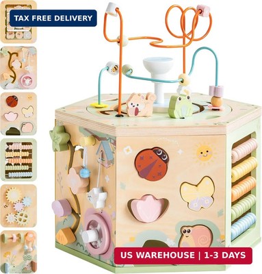ROBUD 13-in-1 Wooden Activity Cube, Montessori Toys for 1+ Year Old Boys & Girls