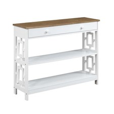 Pemberly Row Contemporary One-Drawer Console Table in White Wood Finish