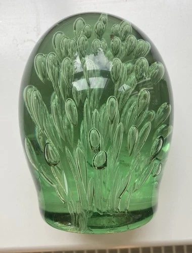 Antique 19thC Victorian Green Glass Dump Paperweight With Air Bubbles 1.14kg