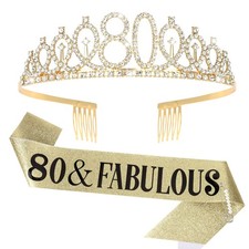 80th Birthday Decorations for Women 80th Birthday Gifts for Women Gold Crown ...
