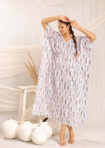 estampado de peces caftán bloque estampado caftán, algodón orgánico caftán... - Imagen 8 de 10