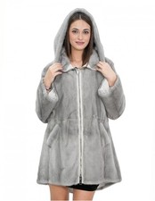 Cappotto 48 reversibile zaffiro visone intero e tessuto impermeabile zip mani...