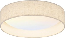 Modern Linen LED 13 Inch Ceiling Light Fixture with 24W 5CCT, Flush Mount Low