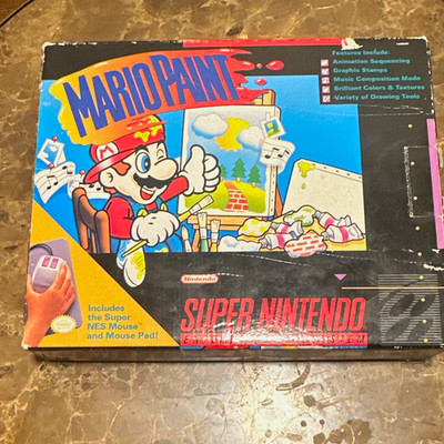 Nintendo Mario Paint SNES Complete w/ Mouse, Mouse Pad, Box & Manuals NTSC-U/C