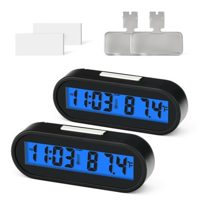 2PCS Car Clocks with Temperature Date, Fahrenheit LED Backlight 2 in 1, Vehic...