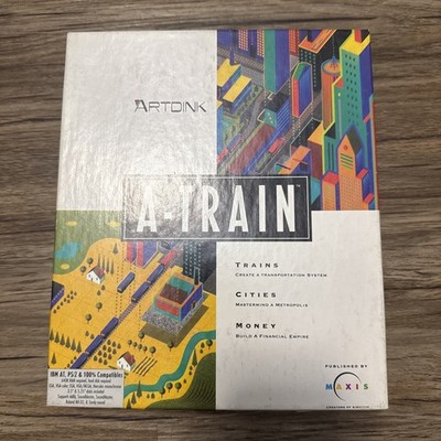 A-Train Big Box PC   Complete 6 Disks + Manuals   Maxis / Artdink IBM DOS RARE