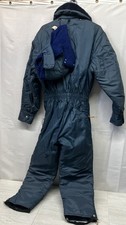 Vintage Mens Walls Blizzard Pruf Snowsuit Insulated Quilted Blue Hood Med 38 40