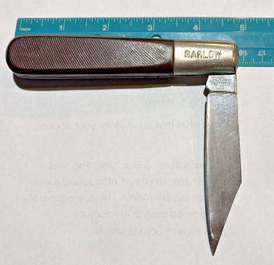 VINTAGE SABRE 629 BARLOW FOLDING KNIFE-Brown Sawcut look Delrin Handle-Hong Kong