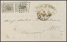 Belgium. Cover Yvert 17(2). 1867. 10 Cts Gray, Pair. Brussels To Namur. Matase