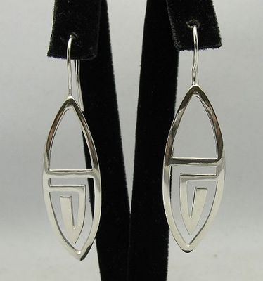 Long Sterling Silver Earrings Meander Solid Hallmarked 925 Handmade