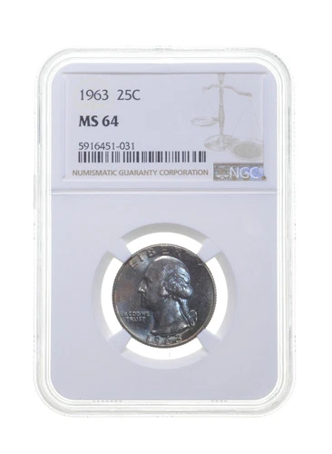 MS64 1963 Washington Quarter - Graded NGC Purple Toned *4391