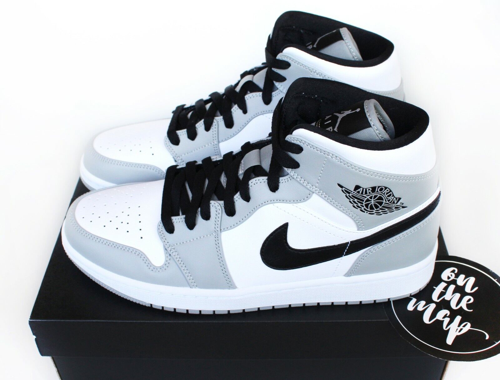 Nike Air Jordan 1 Retro Mid Smoke Grey White Black UK 3 US 3.5 New | eBay
