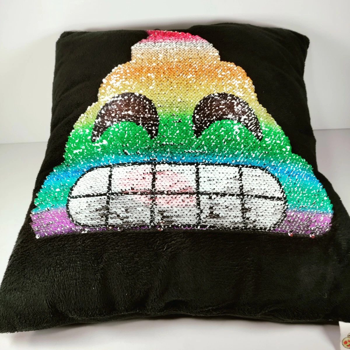 Sequin poop store emoji pillow
