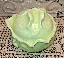 Vintage Holland Mold Cabbage 2 Piece Green Bowl with Lid (flaw)