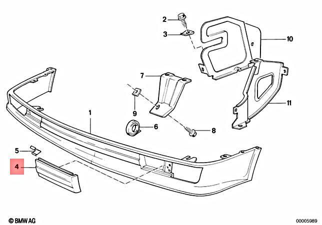 Genuine BMW E24 635CSi M6 M635CSi Coupe Covering Right 51111967470  