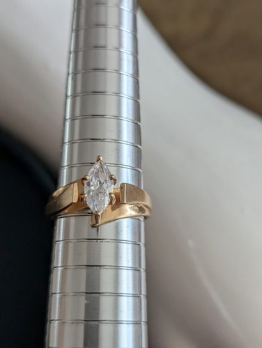 Vtg 14k Plumb Yellow Gold Solitaire CZ Ring 7.75 Prong Set Estate Art Jewelry 4G - Picture 20 of 24