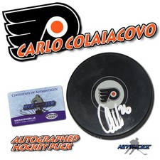 CARLO COLAIACOVO Signed PHILADELPHIA FLYERS Puck w/COA HOLOGRAM