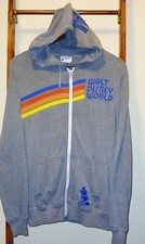 Walt Disney World Authentic Mickey Mouse Full Zip Hoodie Med Gray Embroidered