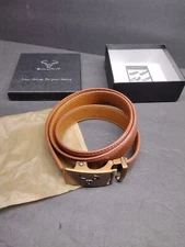Bulliant Men’s BROWN Leather Belt WITH BUCKLE CUT TO YOUR SIZE NEW FREE SHIPPING