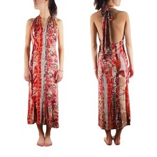 Roberto Cavalli Vintage 2004 Multicolor Floral Print Viscose Midi Dress L Large