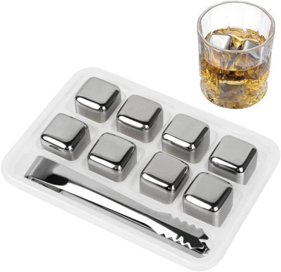 Eiswürfel-Wiederverwendbar Eiswürfel-Steine, 8 Stück Edelstahl-Kühlsteine Mit Ko