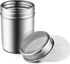 Stainless Steel Powder Sugar Shaker Duster with Lid Fine Mesh Shaker Powder Can