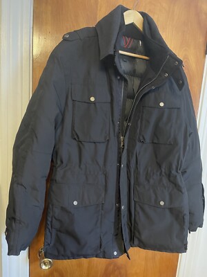 Andrew Mac Jacket/Coat Hard Shell Down Men Size L Navy Blue 