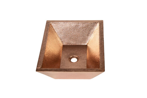 Mexican Crafts Copper Bathroom Sink: 18x14" Rectangular Vessel, Shiny, 17 Gauge - Picture 3 of 6