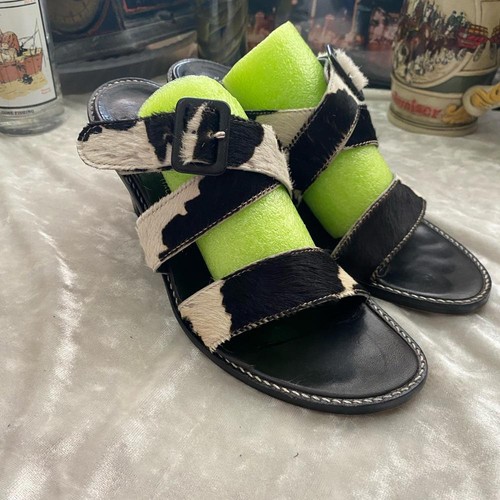 Donald J Pliner Italian Calf Hide Cow Print Strappy Sandals - Picture 4 of 6