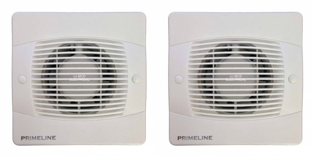 2 x Primeline/Manrose PEF4020 Timer Extractor Fans for 100mm/4"" duct